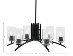 Kurve Six Light Chandelier in Matte Black with Clear Bubble Shade