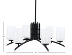 Kurve Six Light Chandelier in Matte Black with White Marble Shade