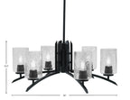 Kurve Six Light Chandelier in Matte Black with Smoke Bubble Shade