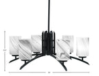 Kurve Six Light Chandelier in Matte Black with Onyx Swirl Shade
