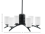 Kurve Six Light Chandelier in Matte Black with White Muslin Shade