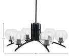 Kurve Six Light Chandelier in Matte Black with Clear Bubble Shade