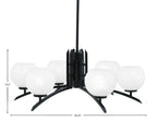 Kurve Six Light Chandelier in Matte Black with White Marble Shade