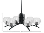 Kurve Six Light Chandelier in Matte Black with Smoke Bubble Shade