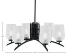 Kurve Six Light Chandelier in Matte Black with Clear Textured Shade