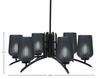 Kurve Six Light Chandelier in Matte Black with Smoke Textured Shade