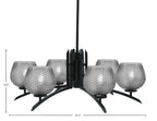 Kurve Six Light Chandelier in Matte Black with Smoke Textured Shade