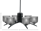 Kurve Six Light Chandelier in Matte Black with Smoke Textured Shade