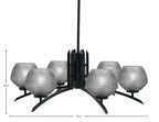 Kurve Six Light Chandelier in Matte Black with Smoke Textured Shade