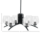 Kurve Six Light Chandelier in Matte Black with Clear Bubble Shade