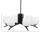 Kurve Six Light Chandelier in Matte Black with White Marble Shade
