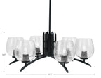 Kurve Six Light Chandelier in Matte Black with Smoke Bubble Shade