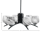 Kurve Six Light Chandelier in Matte Black with Onyx Swirl Shade