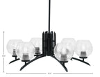 Kurve Six Light Chandelier in Matte Black with Clear Ribbed Shade