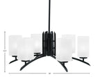 Kurve Six Light Chandelier in Matte Black with White Marble Shade