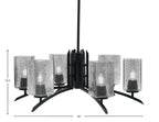 Kurve Six Light Chandelier in Matte Black with Smoke Bubble Shade