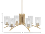 Kurve Six Light Chandelier in New Age Brass with Smoke Bubble Shade