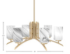 Kurve Six Light Chandelier in New Age Brass with Onyx Swirl Shade
