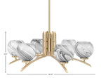 Kurve Six Light Chandelier in New Age Brass with Onyx Swirl Shade
