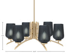 Kurve Six Light Chandelier in New Age Brass with Smoke Textured Shade
