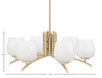 Kurve Six Light Chandelier in New Age Brass with White Marble Shade