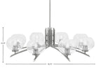 Kurve Eight Light Chandelier in Graphite with Clear Bubble Shade