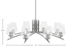 Kurve Eight Light Chandelier in Graphite with Clear Bubble Shade