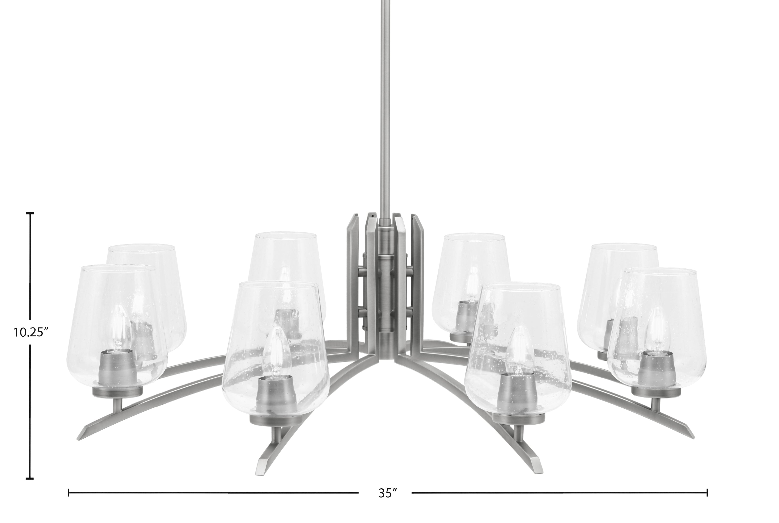 Kurve Eight Light Chandelier in Graphite with Clear Bubble Shade