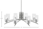 Kurve Eight Light Chandelier in Graphite with Clear Bubble Shade