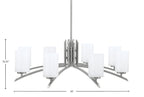 Kurve Eight Light Chandelier in Graphite with White Marble Shade