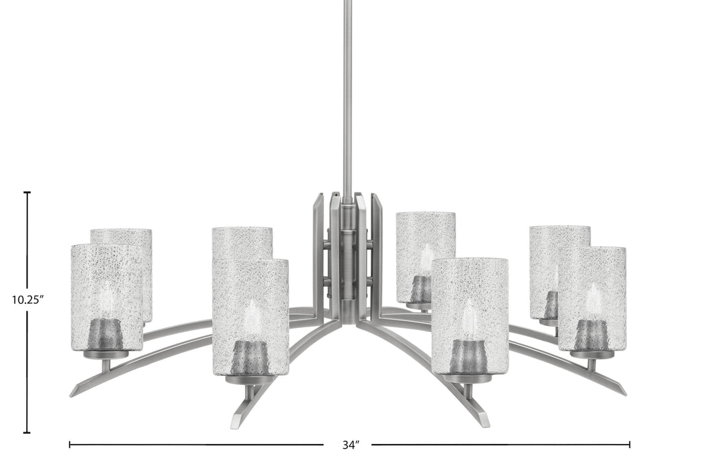 Kurve Eight Light Chandelier in Graphite with Smoke Bubble Shade