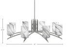 Kurve Eight Light Chandelier in Graphite with Onyx Swirl Shade