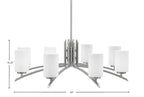Kurve Eight Light Chandelier in Graphite with White Muslin Shade