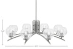Kurve Eight Light Chandelier in Graphite with Clear Bubble Shade