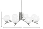 Kurve Eight Light Chandelier in Graphite with White Marble Shade