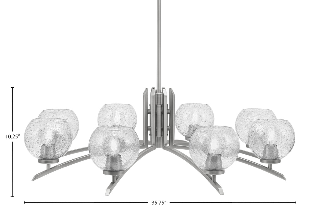 Kurve Eight Light Chandelier in Graphite with Smoke Bubble Shade