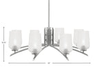 Kurve Eight Light Chandelier in Graphite with Clear Textured Shade