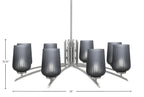 Kurve Eight Light Chandelier in Graphite with Smoke Textured Shade