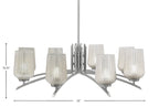Kurve Eight Light Chandelier in Graphite with Silver Textured Shade