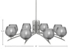 Kurve Eight Light Chandelier in Graphite with Smoke Textured Shade