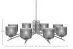 Kurve Eight Light Chandelier in Graphite with Smoke Textured Shade