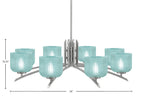 Kurve Eight Light Chandelier in Graphite with Turquoise Textured Shade