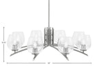 Kurve Eight Light Chandelier in Graphite with Clear Bubble Shade