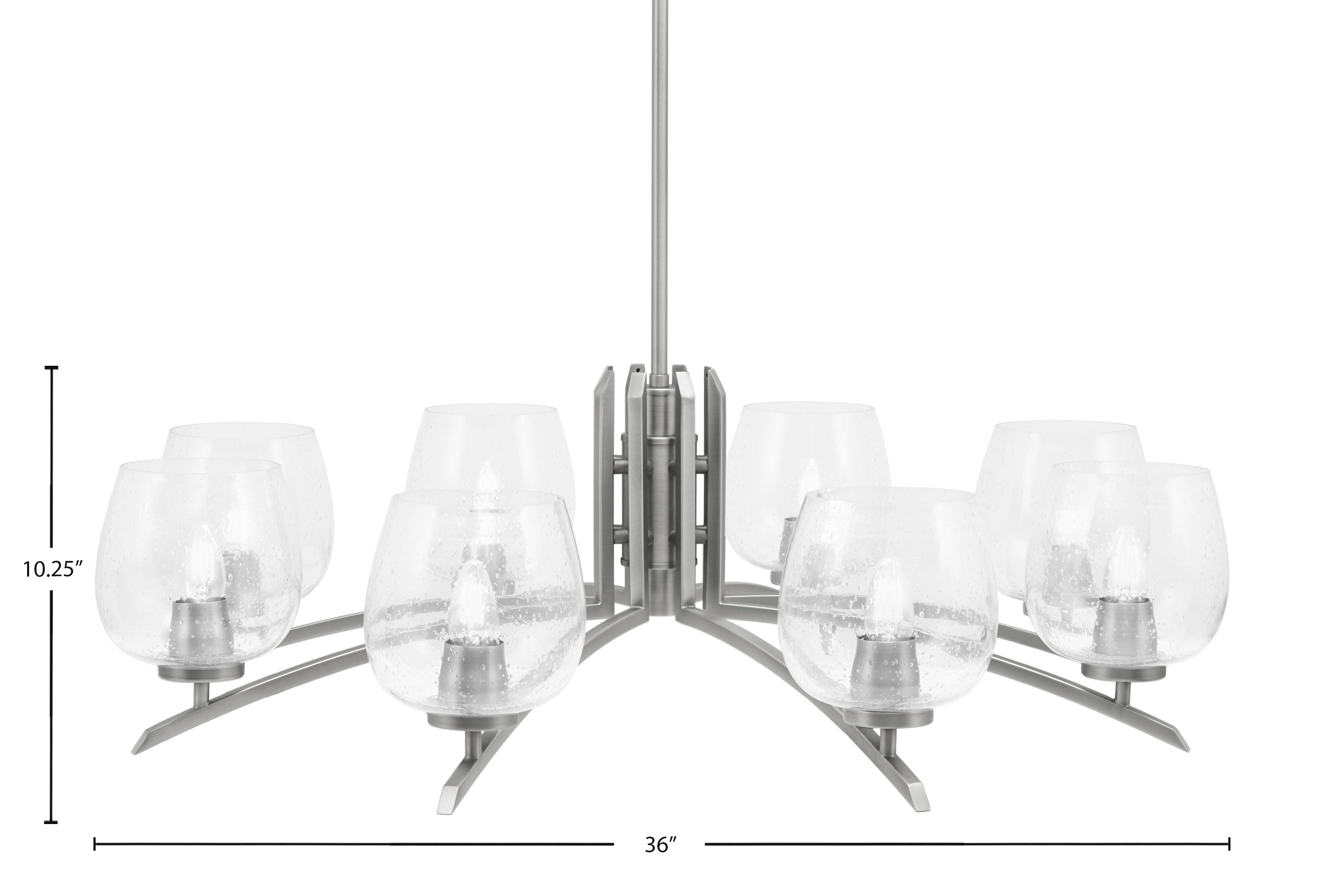 Kurve Eight Light Chandelier in Graphite with Clear Bubble Shade