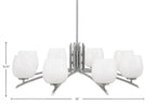 Kurve Eight Light Chandelier in Graphite with White Marble Shade