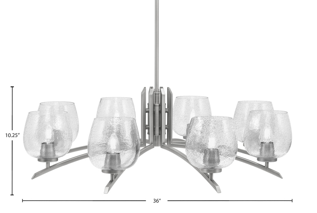 Kurve Eight Light Chandelier in Graphite with Smoke Bubble Shade