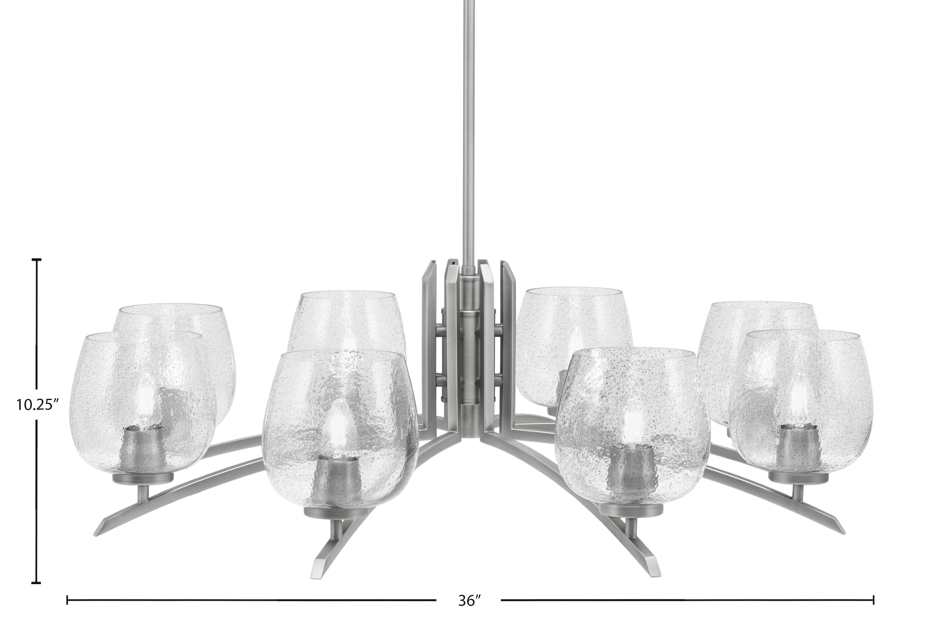Kurve Eight Light Chandelier in Graphite with Smoke Bubble Shade