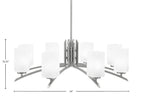 Kurve Eight Light Chandelier in Graphite with White Marble Shade