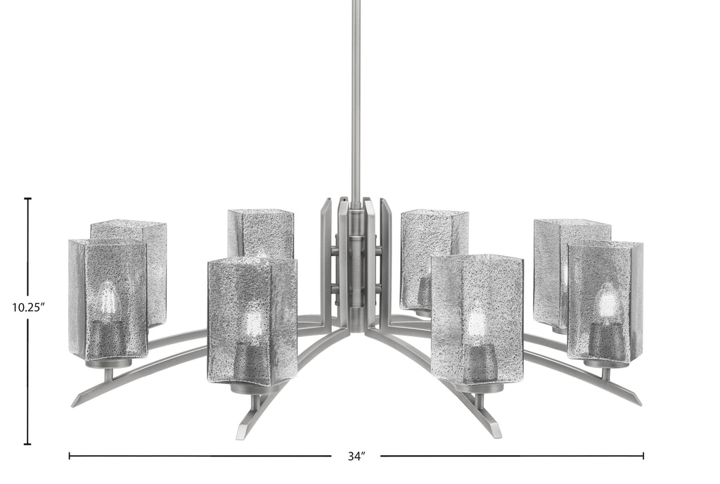 Kurve Eight Light Chandelier in Graphite with Smoke Bubble Shade
