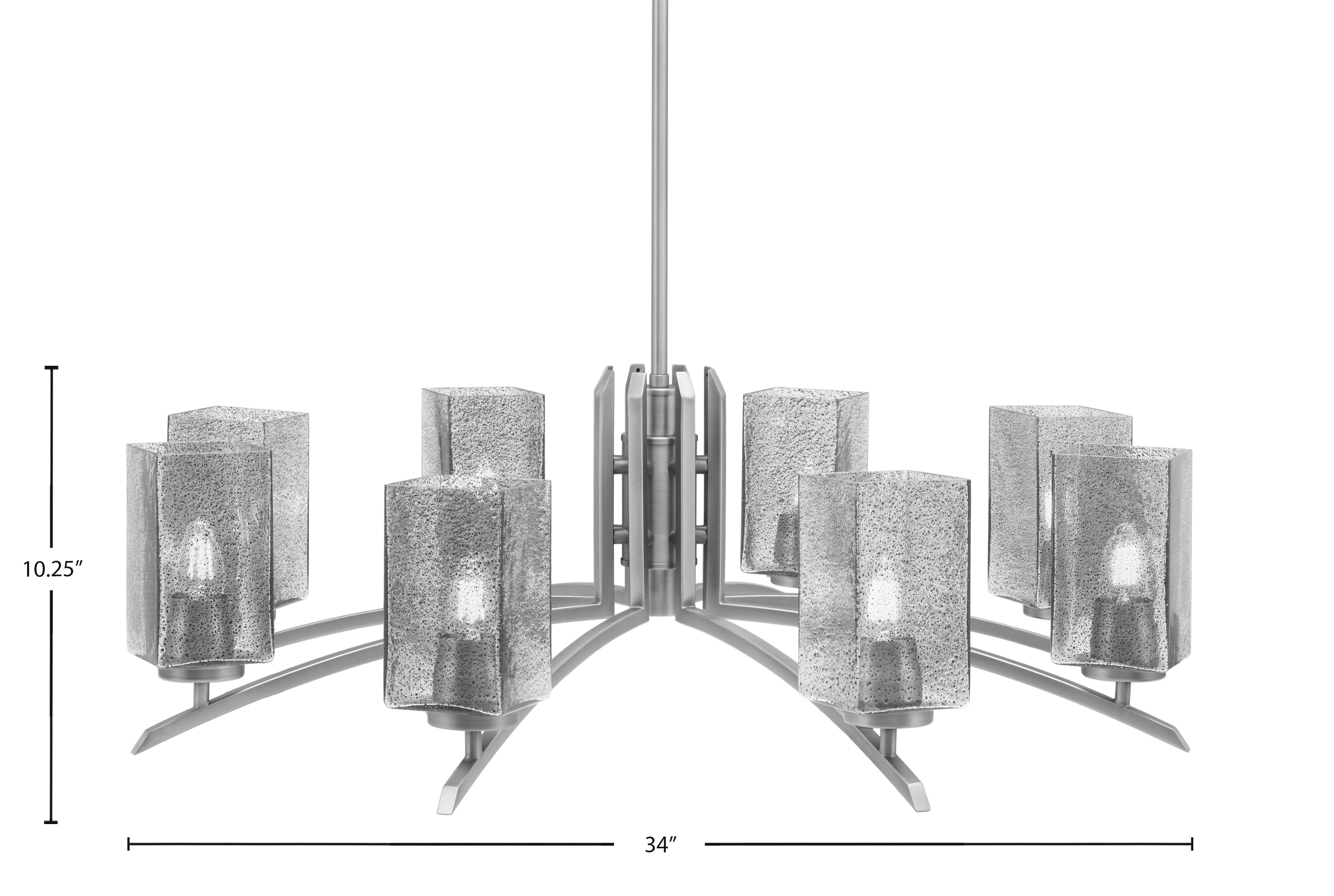 Kurve Eight Light Chandelier in Graphite with Smoke Bubble Shade